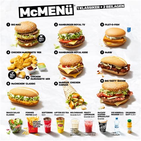 mcdonald's produkte menü